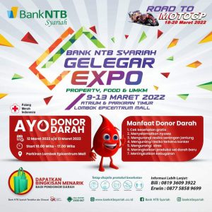 Yuk donor darah di Bank NTB Syariah Gelegar Expo Property, Food, & UMKM