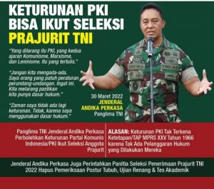 Keputusan Panglima TNI Membolehkan Anak Cucu PKI Masuk Anggota TNI Dikritik