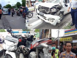 Tabrakan Beruntun, Satu Mobil dan Tiga Sepeda Motor Rusak Berat, Satu Meninggal