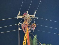 TIANG LISTRIK ROBOH TERSANGKUT TRUK, PLN GERAK CEPAT LAKUKAN PERBAIKAN