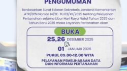 Kantor Pertanahan Kota Mataram Tetap Buka Layanan di Libur Nataru